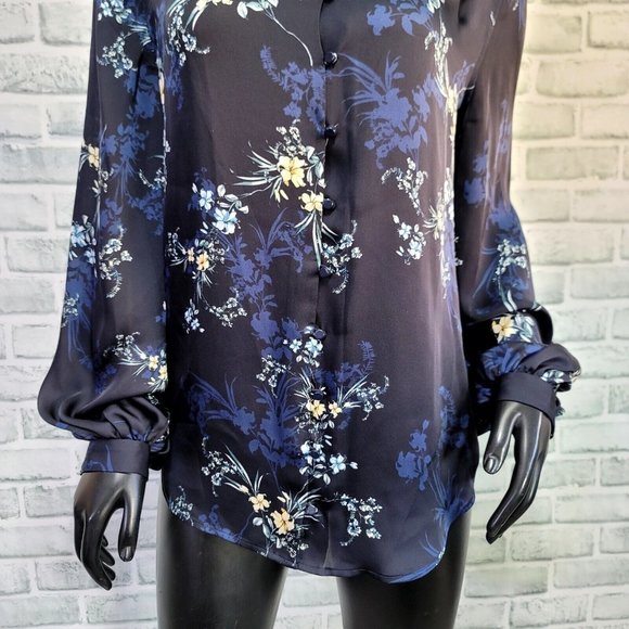 EQUIPMENT Womens M Cornelia Floral Print Silky‎ Polyester Blouse Eclipse Floral - Picture 4 of 9